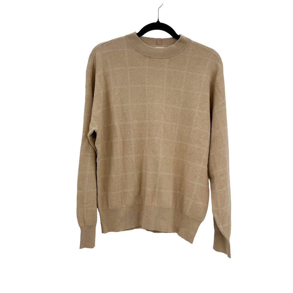 LUNYA Sweater Tranquil Tan Nutmeg Cozy Cotton Silk Pullover Long Sleeve XS NWOT